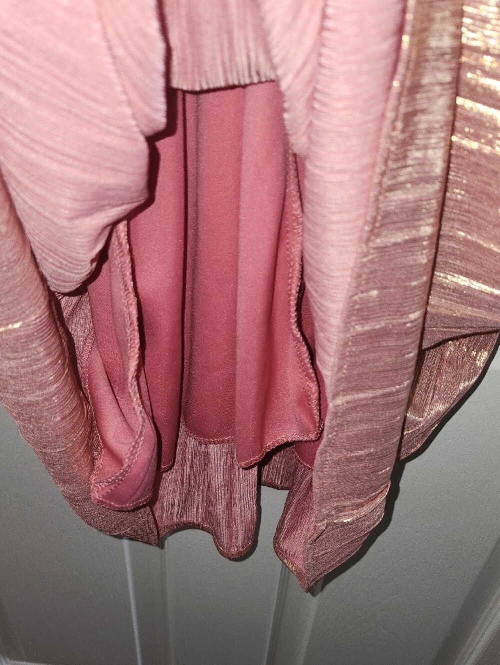 SHEIN Metallic Rose Gold Pleated Mini Dress - Picture 4 of 5
